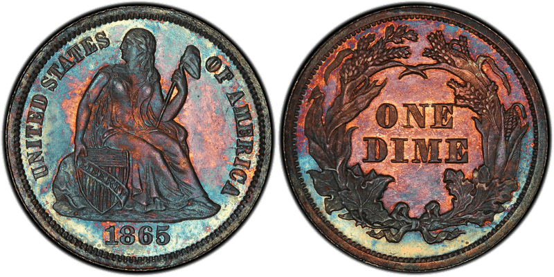 1865 Seated Liberty Dime