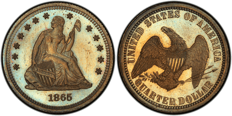 1865 Proof Quarter Pattern - J-424
