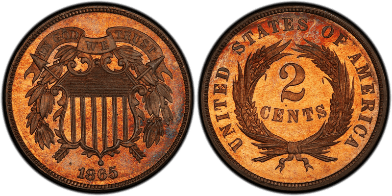 1865 Proof Two Cent Pattern - J-409