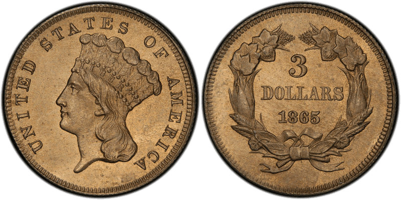 1865 Proof Three Dollar Pattern - J-443