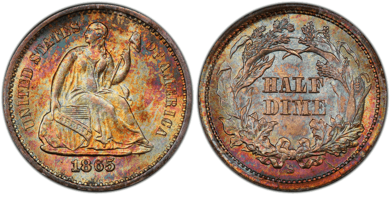 1865 (S) Seated Liberty Half Dime