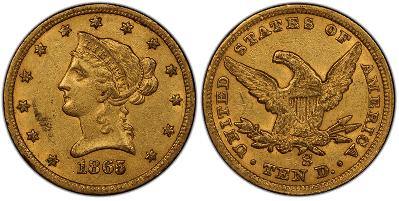 1865 (S) Liberty Head Eagle - 865/Inverted 186
