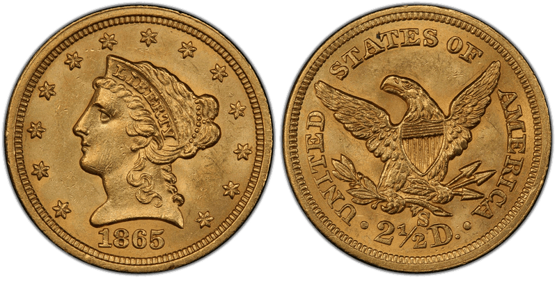 1865 (S) Liberty Head Quarter Eagle