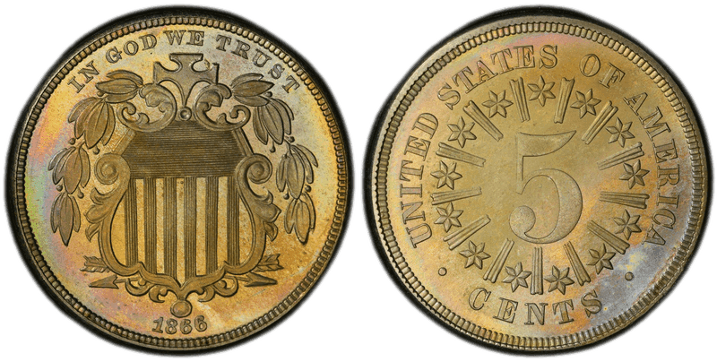 1866 Proof Shield Nickel - Rays
