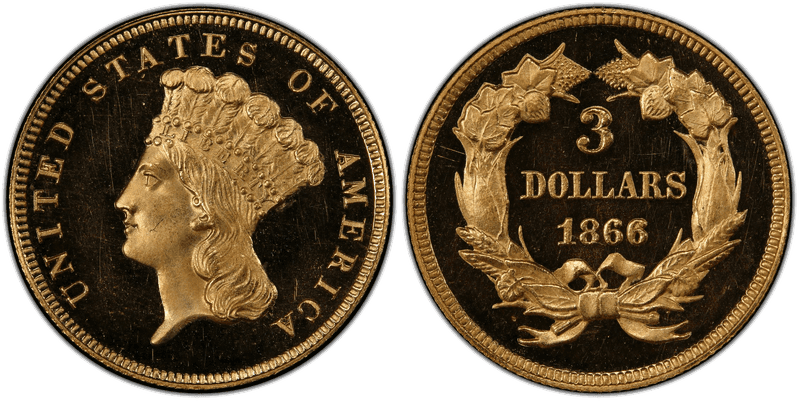 1866 Proof Indian Princess Three Dollar