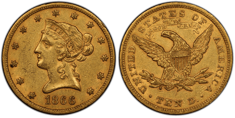 1866 (S) Liberty Head Eagle - Motto