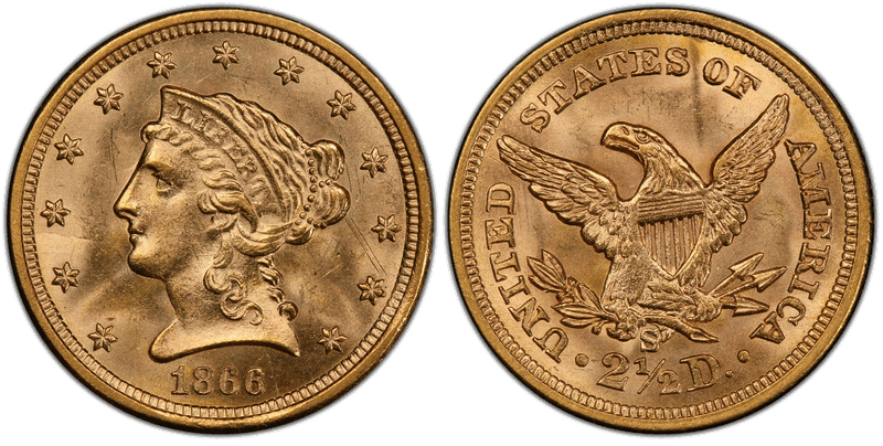 1866 Liberty Head Quarter Eagle