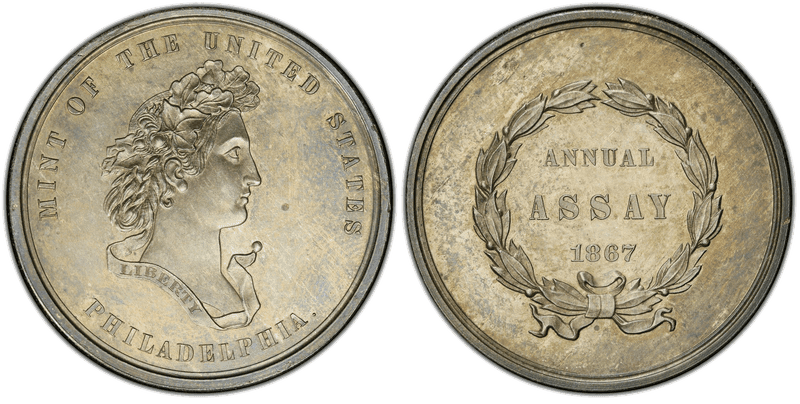 1867 Assay Commission Medal - JK-AC-3, Silver, Longacre Pattern