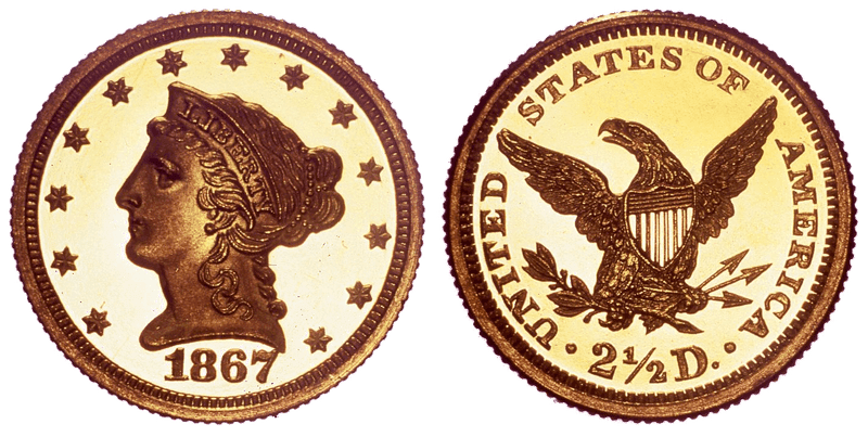 1867 Liberty Head Quarter Eagle