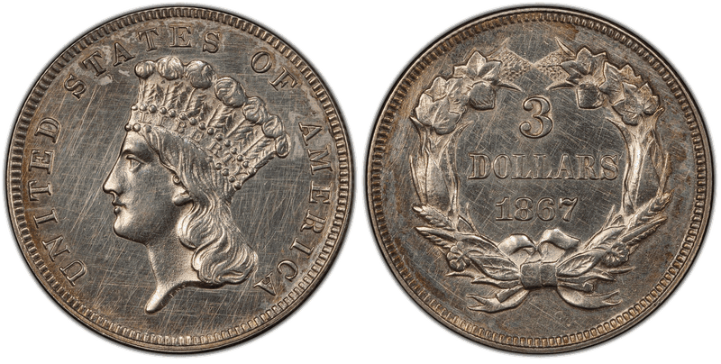 1867 Proof Three Dollar Pattern - J-598