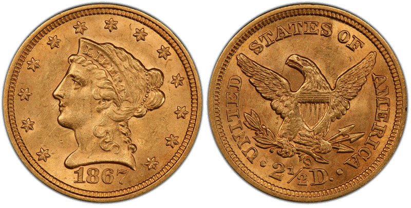 1867 (S) Liberty Head Quarter Eagle