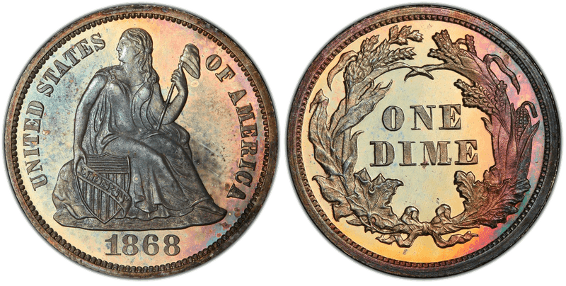 1868 Seated Liberty Dime