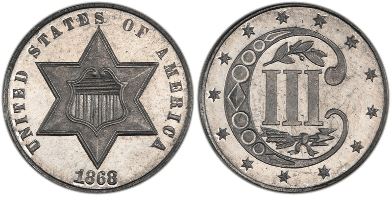 1868 Proof Three Cent Pattern - J-622