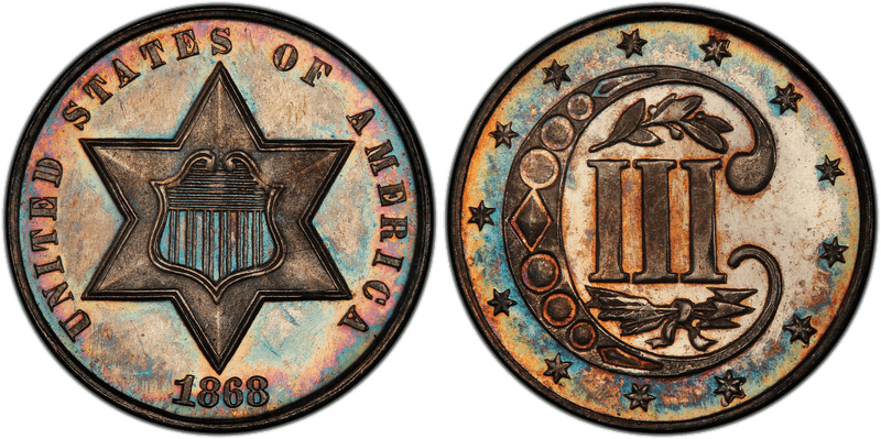 1868 Proof Silver Three Cent Piece