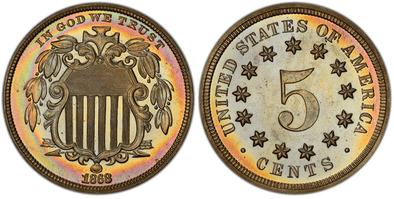 1868 Proof Shield Nickel