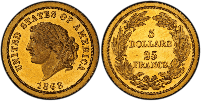 1868 Proof Half Eagle Pattern - J-656, Gilt
