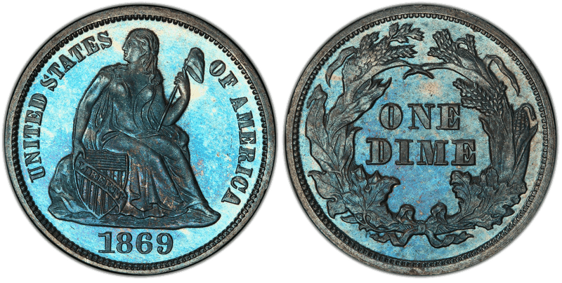 1869 Seated Liberty Dime