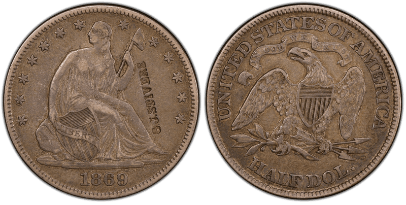 1869 Seated Liberty Half Dollar - Brunk S-993 G.J. Stivers