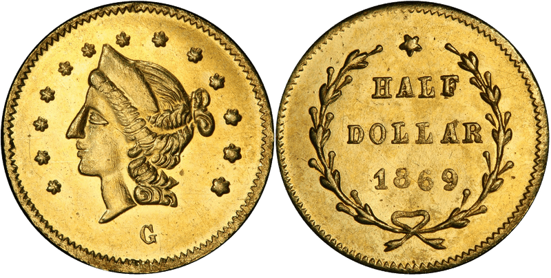 1869 Gold Half Dollar - BG-1020
