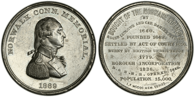 1869 White Metal Medal Baker-369C, Norwalk Memorial OH