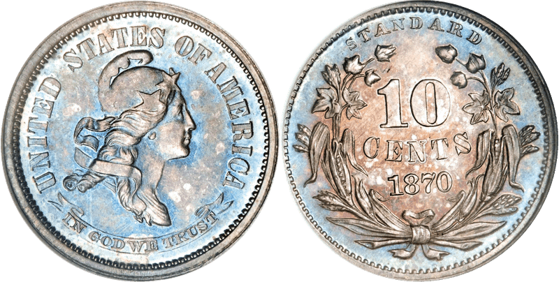 1870 Proof Dime Pattern - J-838