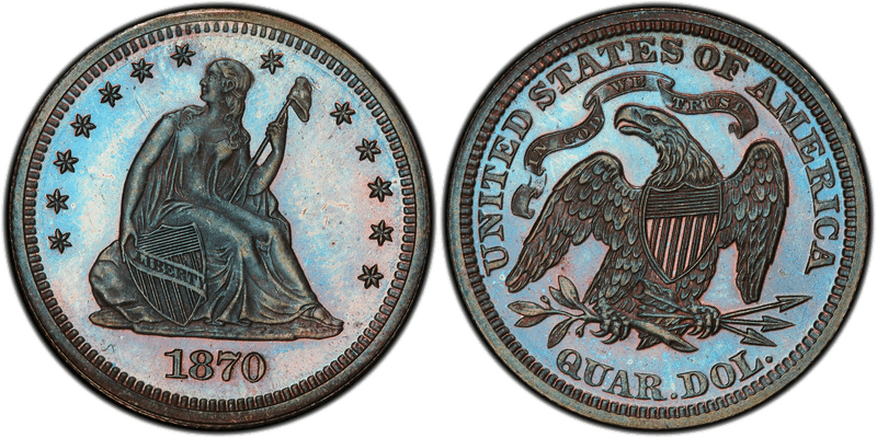 1870 Proof Quarter Pattern - J-924
