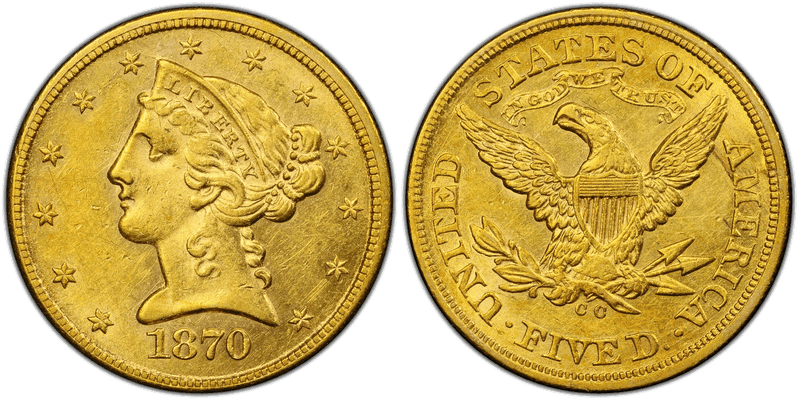 1870 Liberty Head Half Eagle