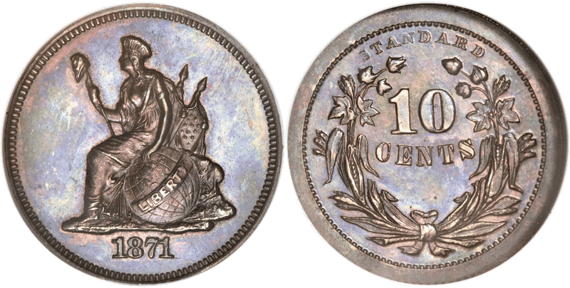 1871 Proof Dime Pattern - J-1075
