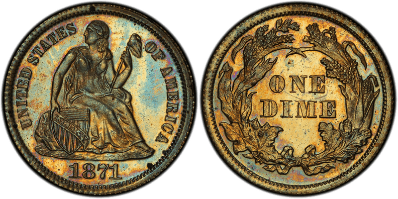 1871 Proof Dime Pattern - J-1087