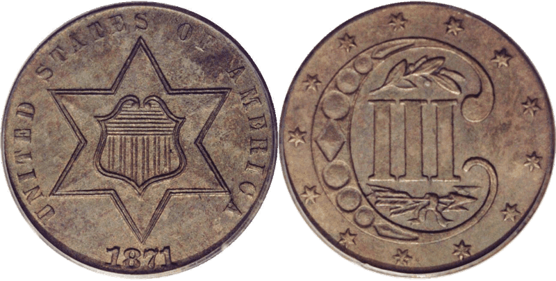 1871 Proof Three Cent Pattern - J-1047