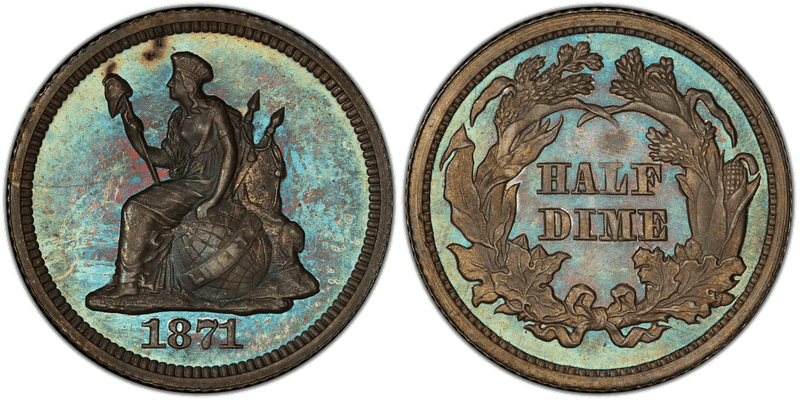 1871 Proof Half Dime Pattern - J-1062