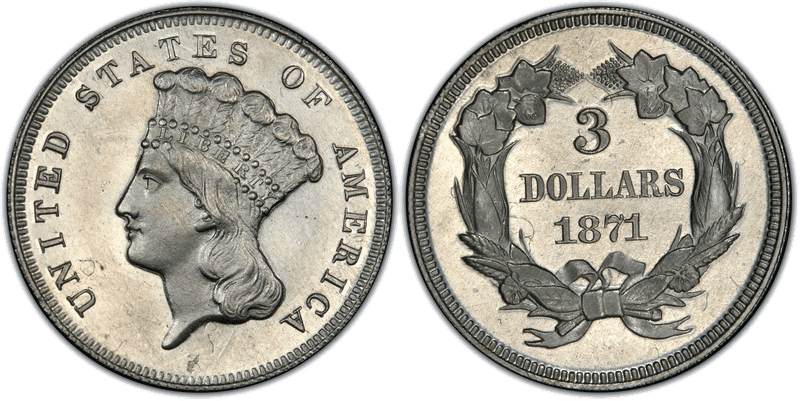 1871 Proof Three Dollar Pattern - J-1168