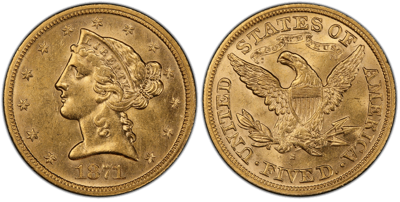 1871 (S) Liberty Head Half Eagle