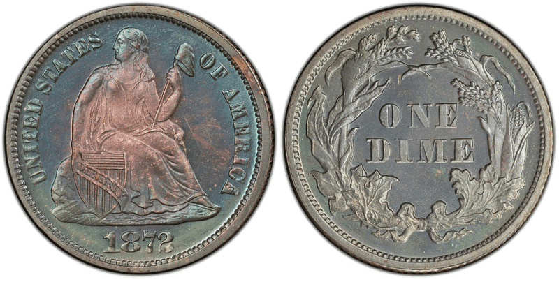 1872 Proof Seated Liberty Dime