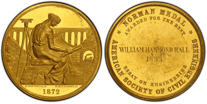 1872 Gold Medal J-AM-9, 45mm American Society of Civil Engineers