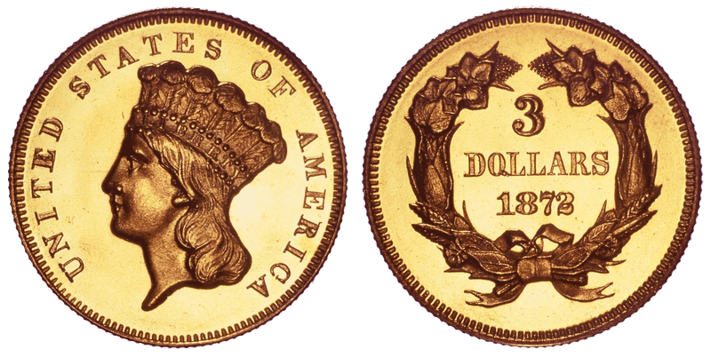 1872 Indian Princess Three Dollar