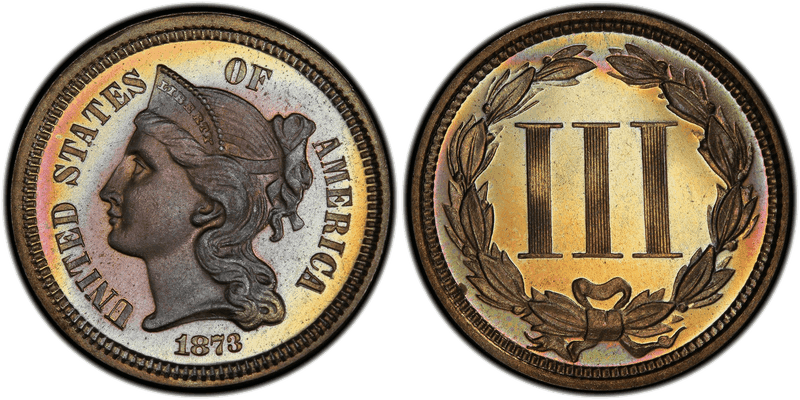 1873 Proof Nickel Three Cent Piece - Closed 3
