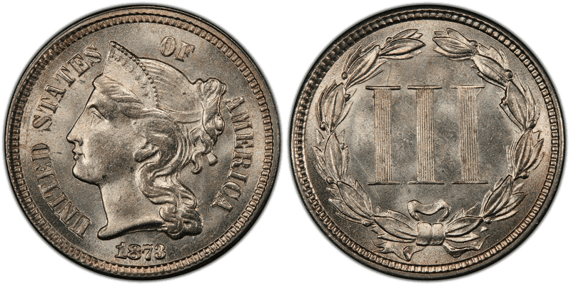 1873 Nickel Three Cent Piece - Open 3
