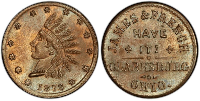 (1873) Civil War Store Card F-NC-OH-Ma, James & French