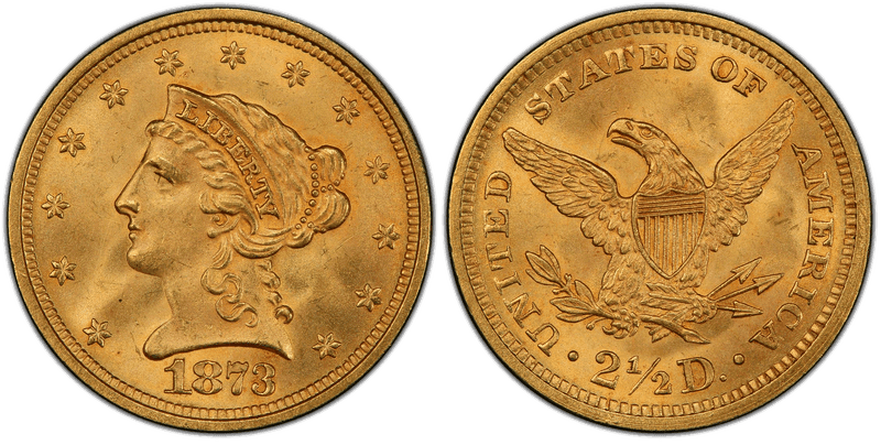 1873 Liberty Head Quarter Eagle - Open 3