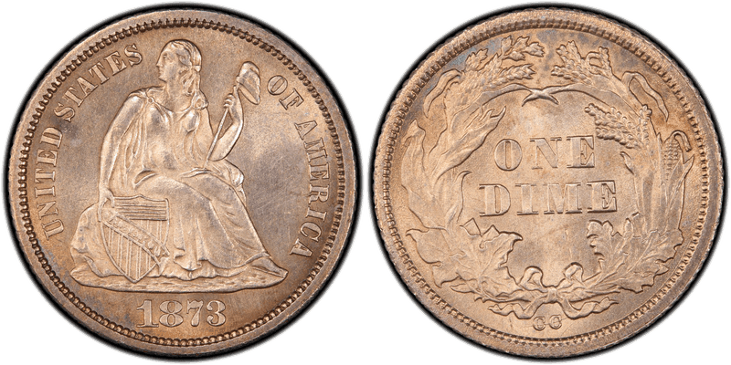 1873 (CC) Seated Liberty Dime - No Arrows