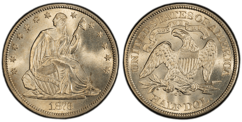 1873 (CC) Seated Liberty Half Dollar - No Arrows