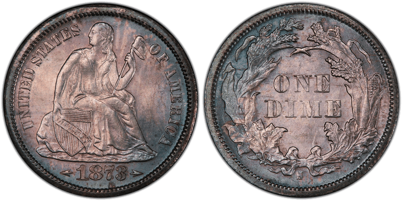 1873 (S) Seated Liberty Dime - Arrows