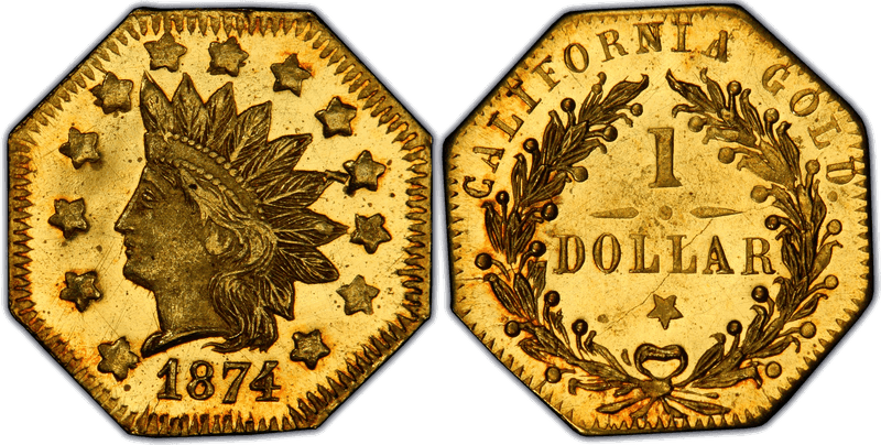 1874 Gold Dollar - BG-1124