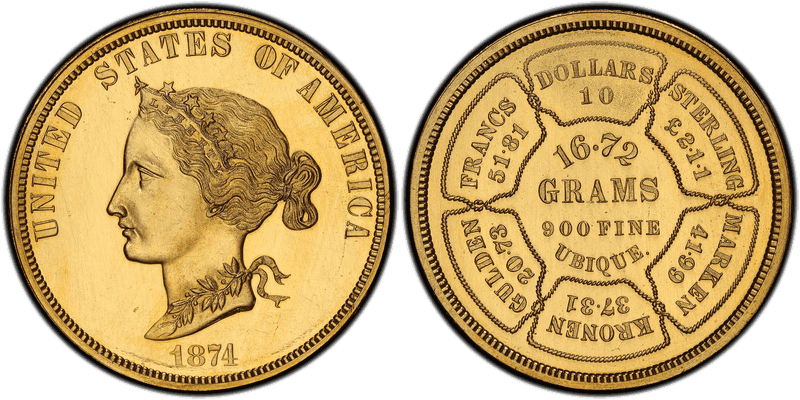 1874 Proof Eagle Pattern - J-1375, Gilt