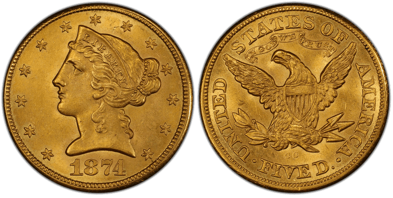 1874 Liberty Head Half Eagle