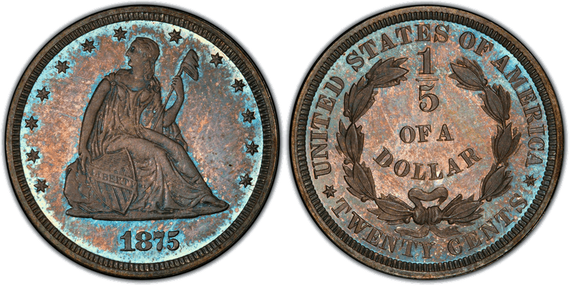 1875 Proof Twenty Cent Pattern - J-1407