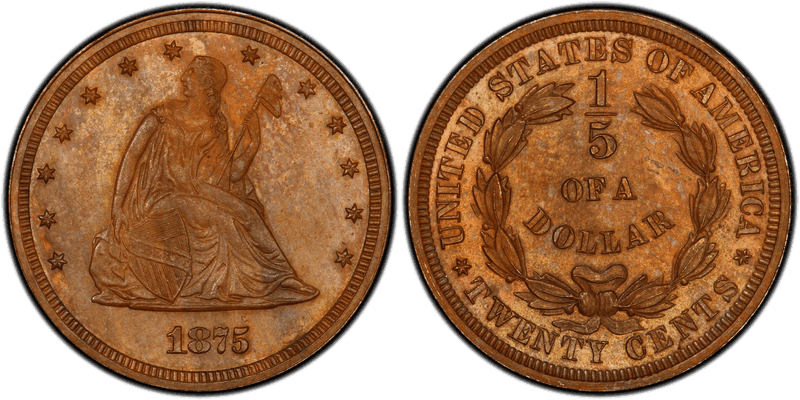 1875 Proof Twenty Cent Pattern - J-1408