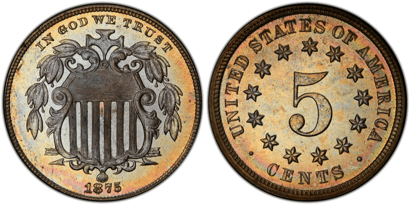 1875 Proof Shield Nickel