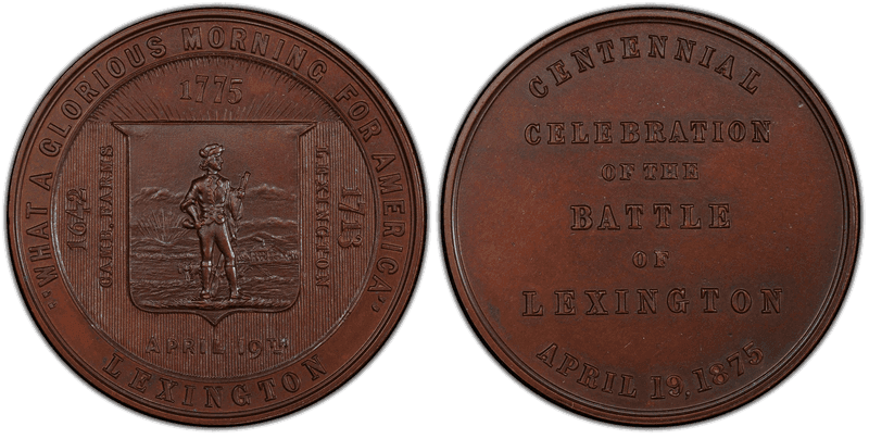 1875 Proof HK-17, CM-24 Bronze Battle of Lexington Dollar